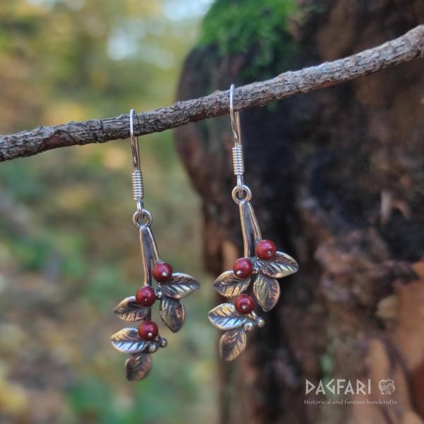 Earrings Cranberry berry - silver with Swarovski crystals, Ag 925/1000