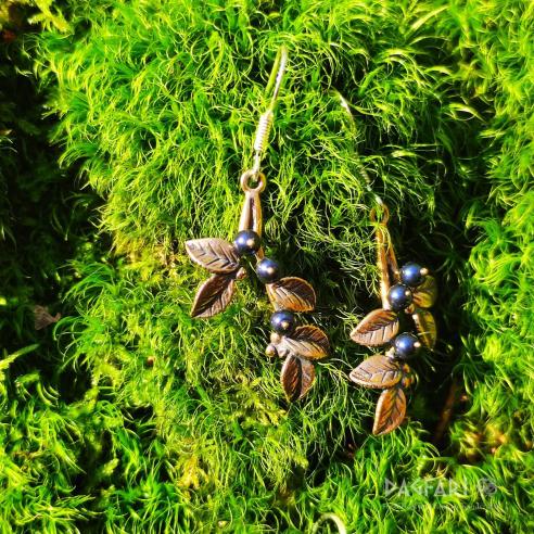 Náušnice modrá BOBULKA borůvka - bronz s krystaly Swarovski