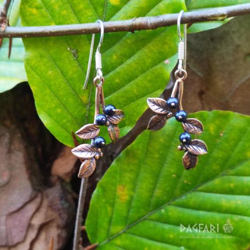 Earrings Blueberry berry - bronze with Swarovski crystals