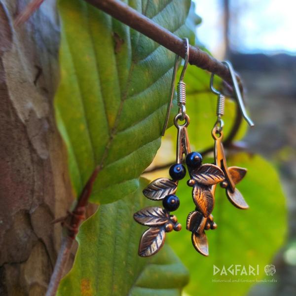 Earrings Blueberry berry - bronze with Swarovski crystals
