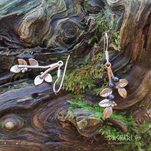 Náušnice modrá BOBULKA borůvka - bronz s krystaly Swarovski