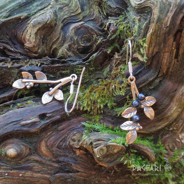 Earrings Blueberry berry - bronze with Swarovski crystals