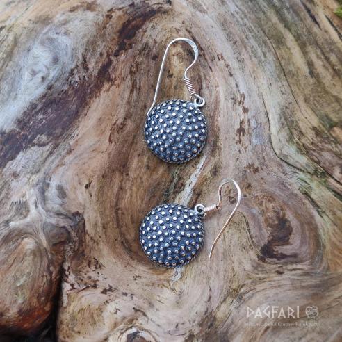 Historizující náušnice s granulkami v designu Velká Morava Stříbro Ag 925/1000