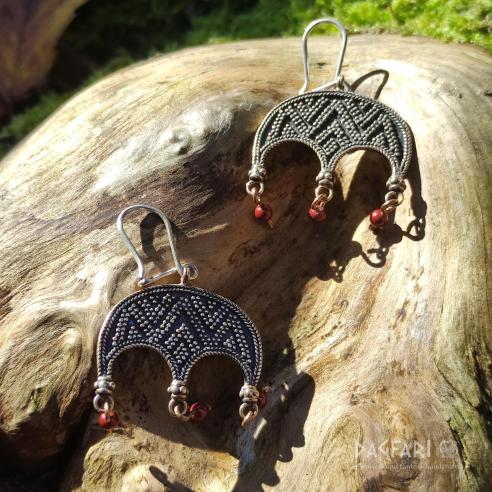 LUNETA Lünette Ohrringe mit roten Swarovski-Kristallen - Bronze