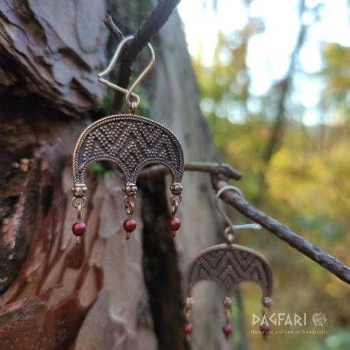 LUNETA Lünette Ohrringe mit roten Swarovski-Kristallen - Bronze