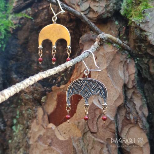 LUNETA Lünette Ohrringe mit roten Swarovski-Kristallen - Bronze