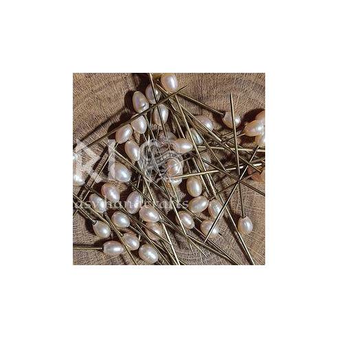 Pin mit Flussperle Rosa - handgefertigt