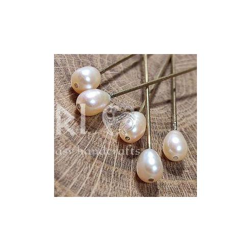 Pin mit Flussperle Rosa - handgefertigt