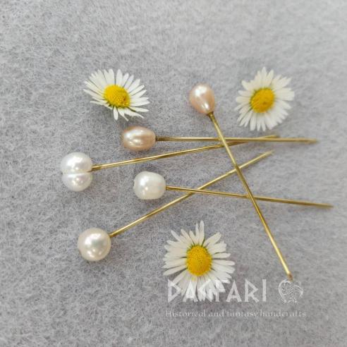 Pin with river pearl Conical - handmade