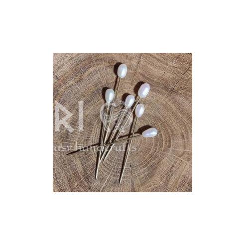 Pin with river pearl Conical - handmade