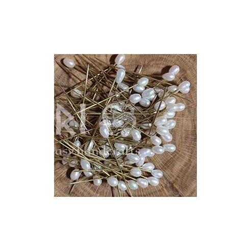 Pin with river pearl Conical - handmade