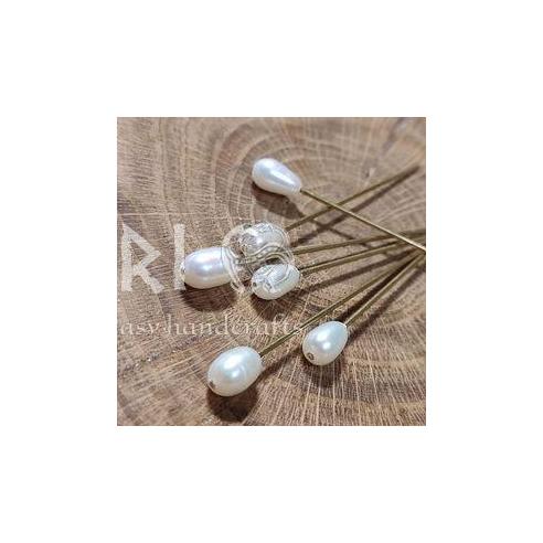 Pin with river pearl Conical - handmade