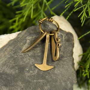 Vikinská replika Hesselbjerg, miniatury kladivo, nůž a křesadlo - bronz 2