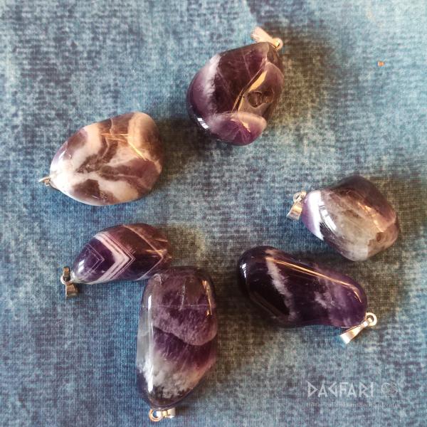 Neck stone - polished semi-precious stone Amethyst for quitting addiction