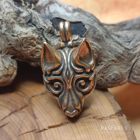 Bronze Wolf Freki, original pendant - big wolf head