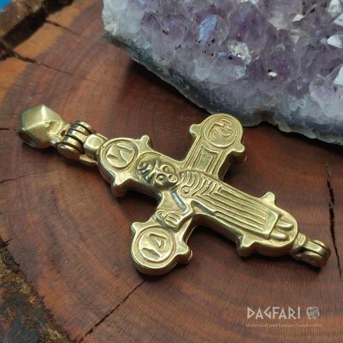 Byzantský enkolpion BORIS I GLEB, relikviář, replika dvojdílného kříže, schránka na ostatky (kaptorga)
