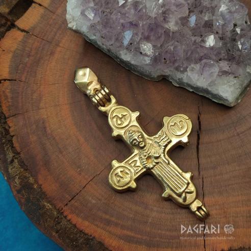 Byzantský enkolpion BORIS I GLEB, relikviář, replika dvojdílného kříže, schránka na ostatky (kaptorga)