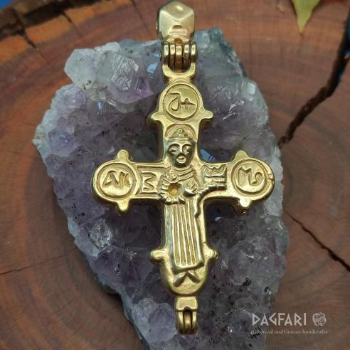 Byzantský enkolpion BORIS I GLEB, relikviář, replika dvojdílného kříže, schránka na ostatky (kaptorga)