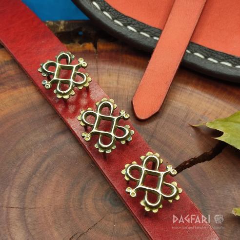 DECORATIVE BELT MOUNTS High medieval Brass decorative belt fittings Lace