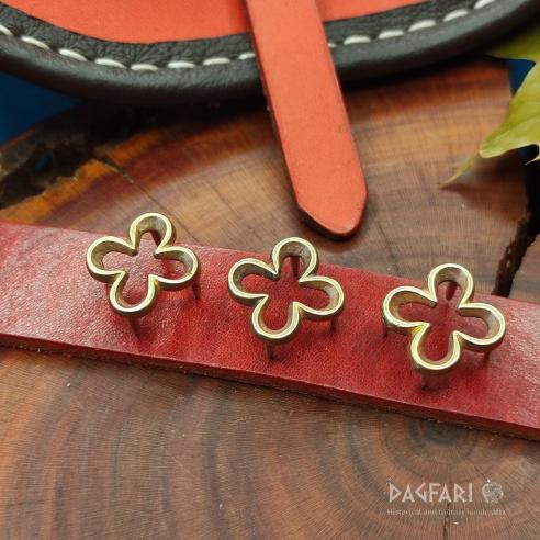 DECORATIVE BELT MOUNTS High medieval Brass decorative belt fittings Four-leaf clover