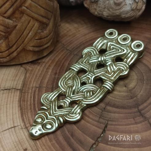 VIKING carved brass Strap end - Gotland