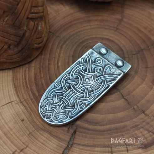 VIKING small Silver plated Strap end from Birka (gr. 478)