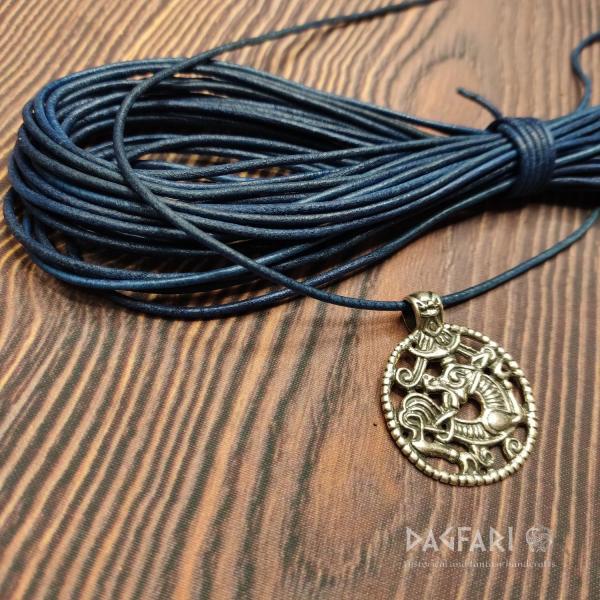 BLUE Round leather - sold in meters, thin 2 mm