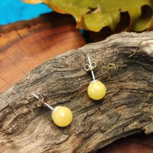 Amber earrings - perfect rounds of genuine amber from the Baltic Sea - cream