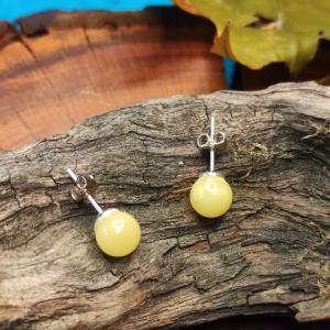 Amber earrings - perfect rounds of genuine amber from the Baltic Sea - cream 2