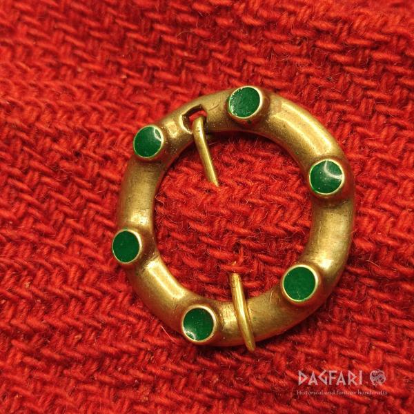 Decorative brooch for medieval clothing, green enamel - Markvart
