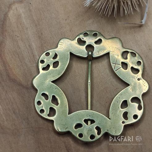 Decorative brooch for medieval clothing, red enamel - Margaret