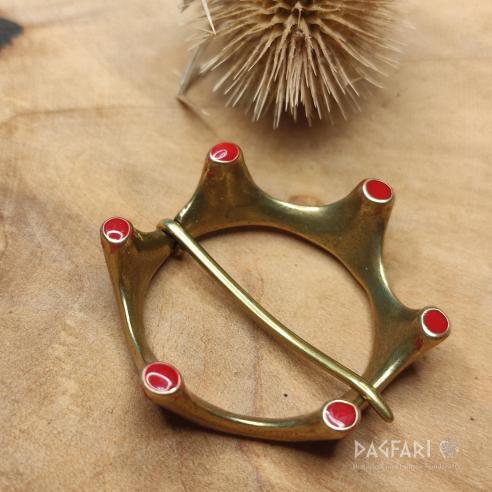 Decorative brooch for medieval clothing, red enamel - Charles