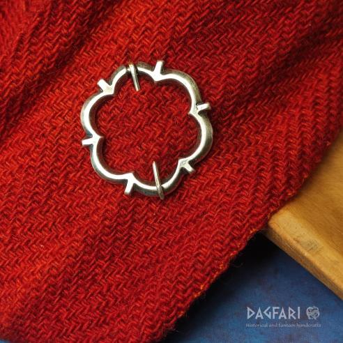 Silver plated decorative annular brooch for medieval clothing - Rosalie
