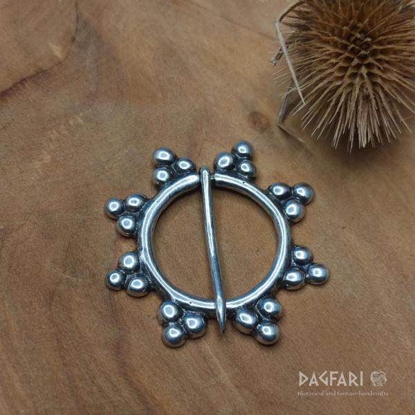 Versilbert Ring-Brosche Fürspan für mittelalterliches Gewandung - Lucille