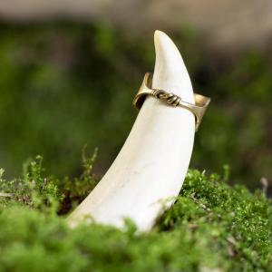 Prsten Skandinávie VIKING s uzlem - ručně tepaná mosaz 2