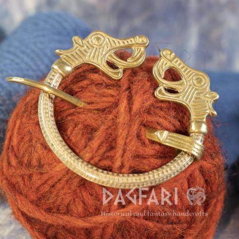 Brass sheath clip with dragon head VIKING Hordaland, penannular brooch (fibula) from Norway