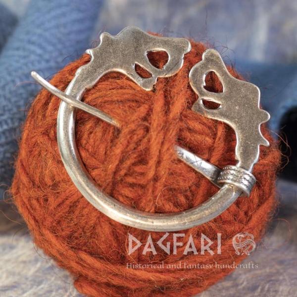 Silver-plated sheath clip with dragon head VIKING Hordaland, penannular brooch (fibula) from Norway