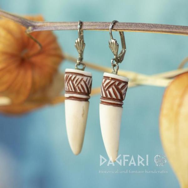 Original lightweight deer antler earrings - Tree - brick colour brick colour