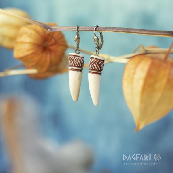 Original lightweight deer antler earrings - Tree - brick colour brick colour