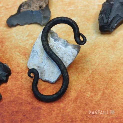 Hand forged rustic iron S - hook - black with decorative finish - smaller