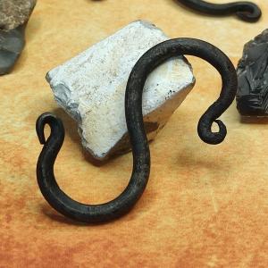 Hand forged rustic iron S - hook - black with decorative finish - smaller 2