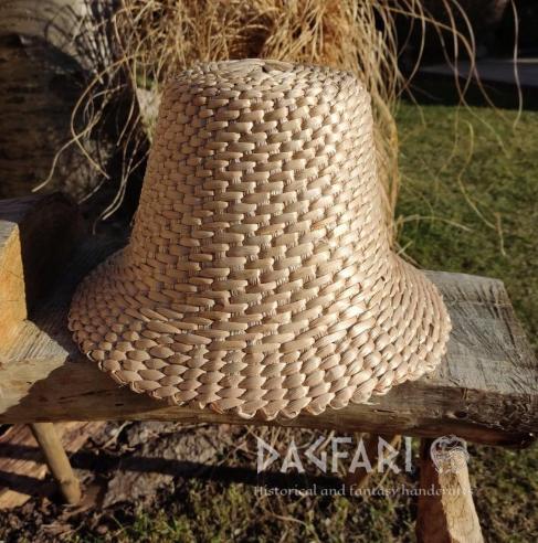 Historical straw hat, conical shape, hand-knitted from cattails, according to the Maciejowski Bible
