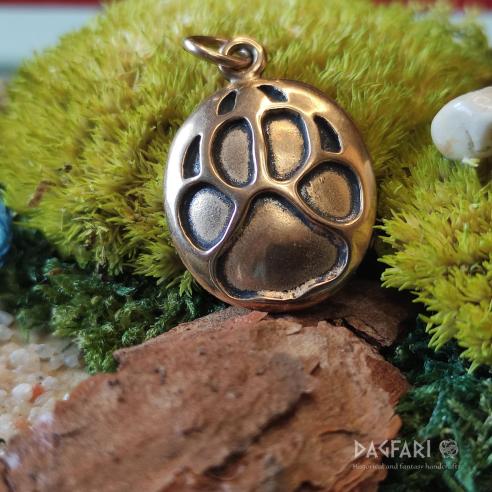 Pendant Dog paw, Wolf track - bronze