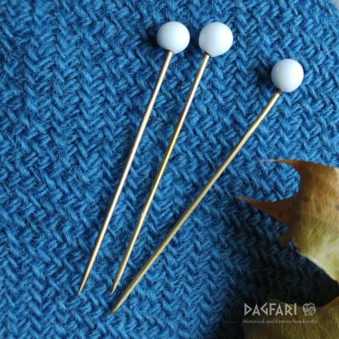 MARBLE Handmade white pins with glass head