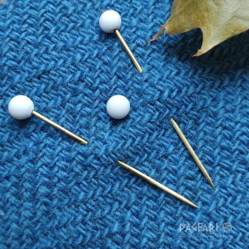 MARBLE Handmade white pins with glass head