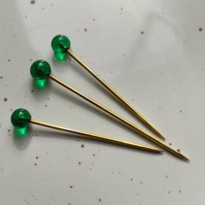 SMARAGD Translucent green glass pin for veil, High Middle Ages 2