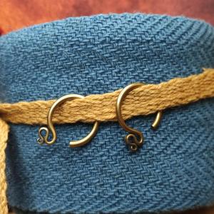 Záušnice - Slovanský dámský šperk, historická ozdoba na čelenku - střední, bronz, 1 kus 2