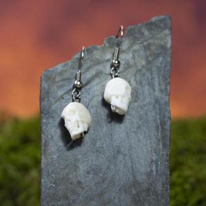 Earrings Skull - carved from bone