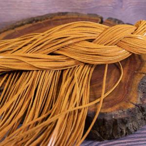 ŽLUTÁ HOŘČICOVÁ Kůže - kožená šňůra 85 cm