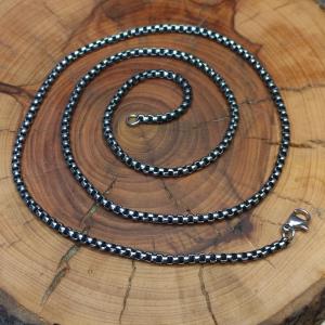 UNISEX - Rund Edelstahlkette, geschwärzt, 2 mm, 50 - 60 cm